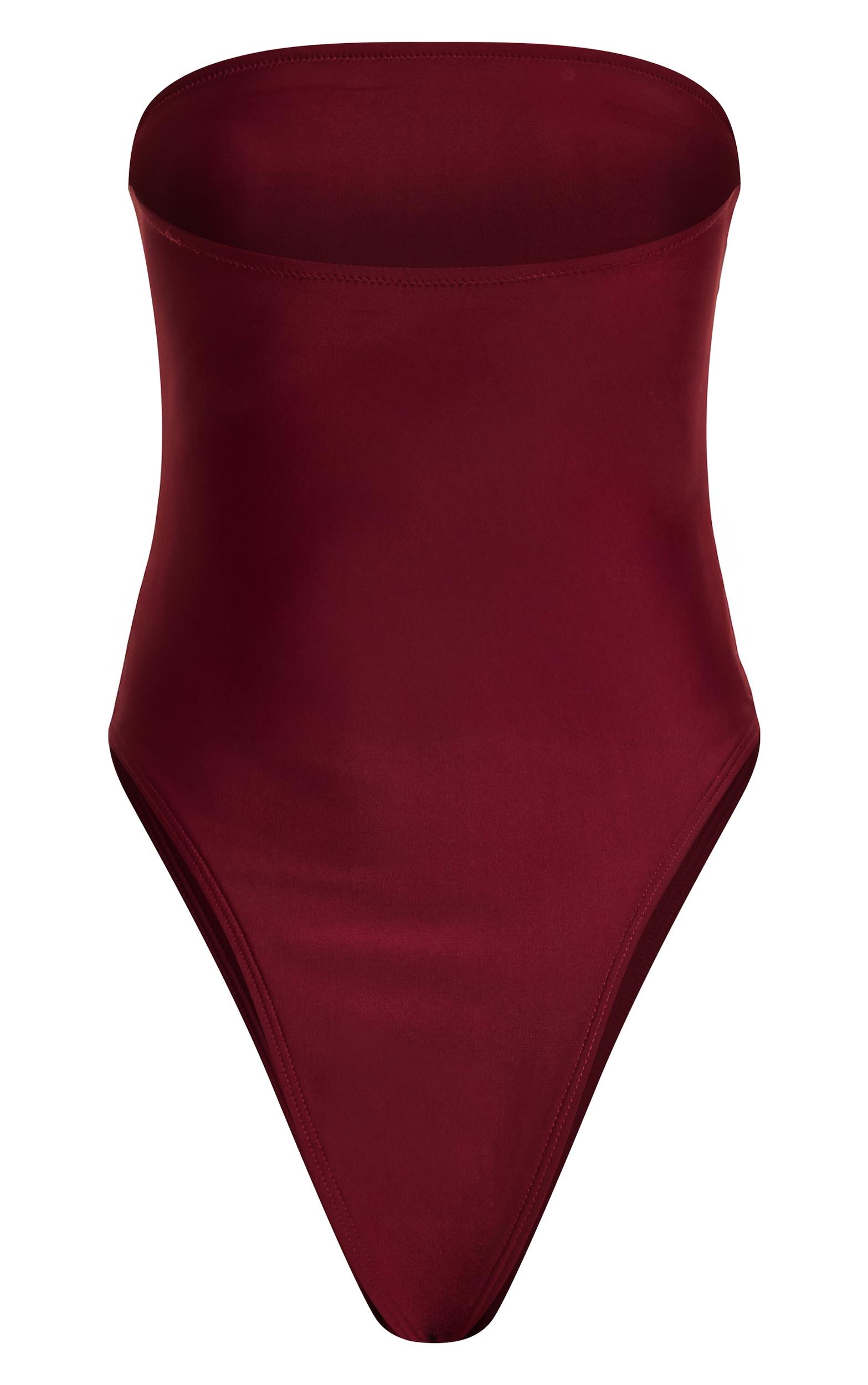 Berry Red Strapless Swimsuit Product Image