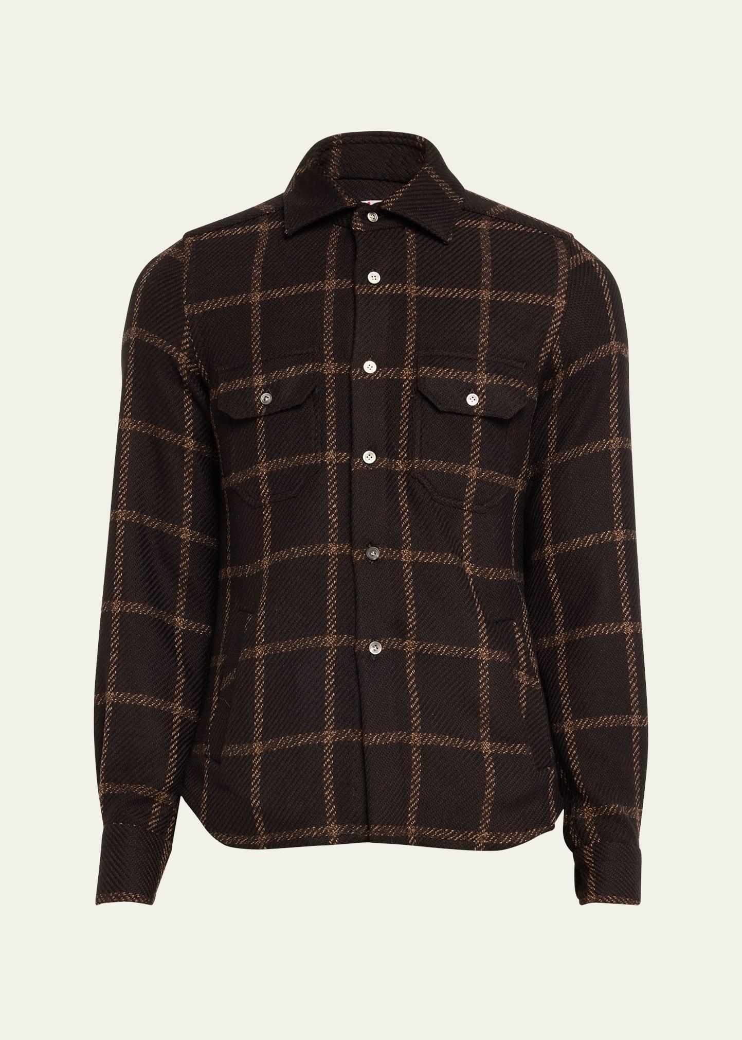 Mens Cashmere Windowpane Shirt Jacket Product Image