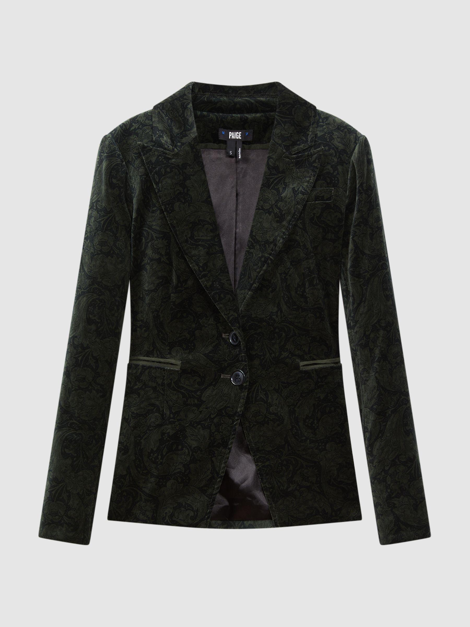 Paige Velvet Single Breasted Blazer in Dark Forest Product Image