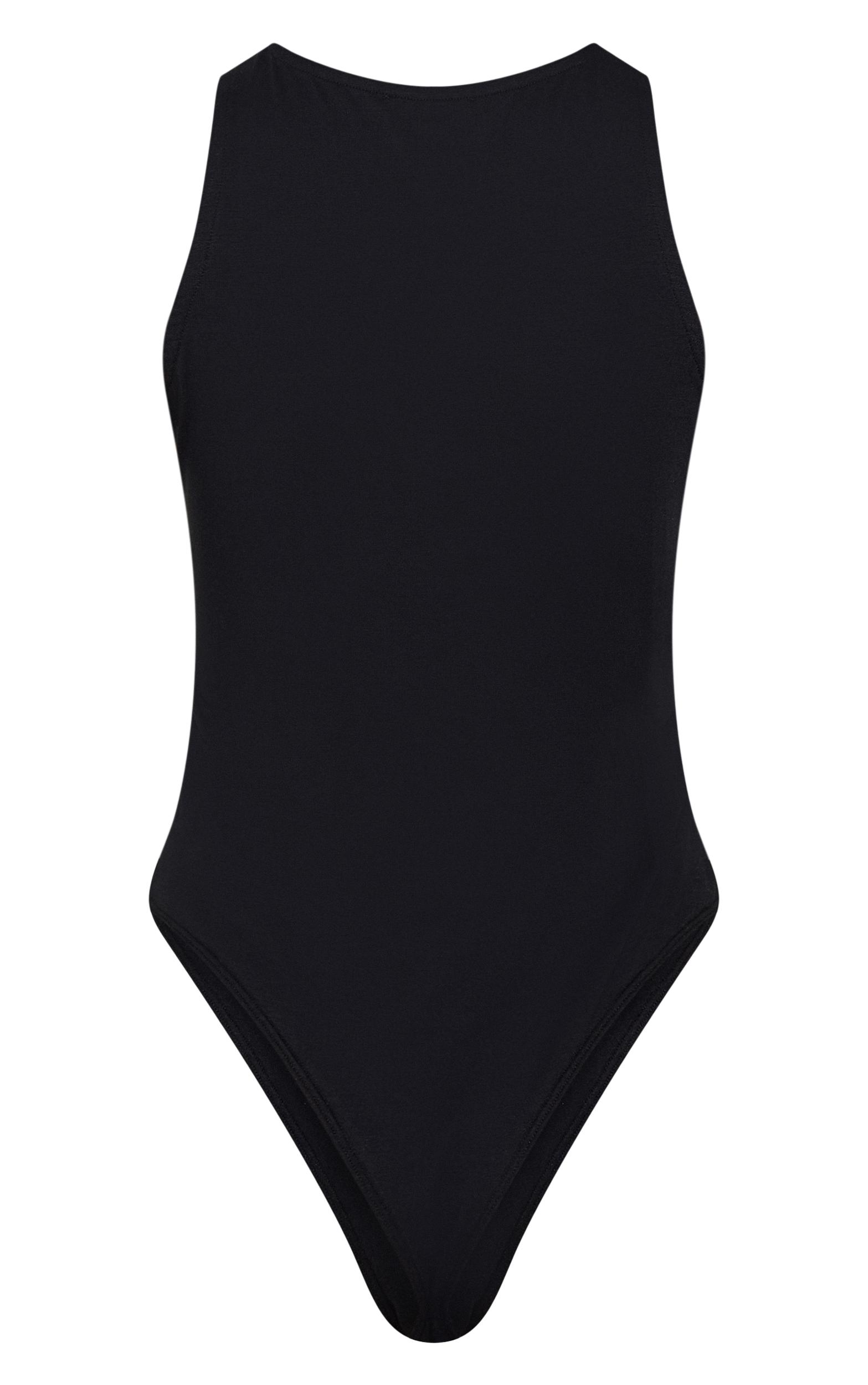 Black Soft Cotton Racer Sleeveless Bodysuit Product Image