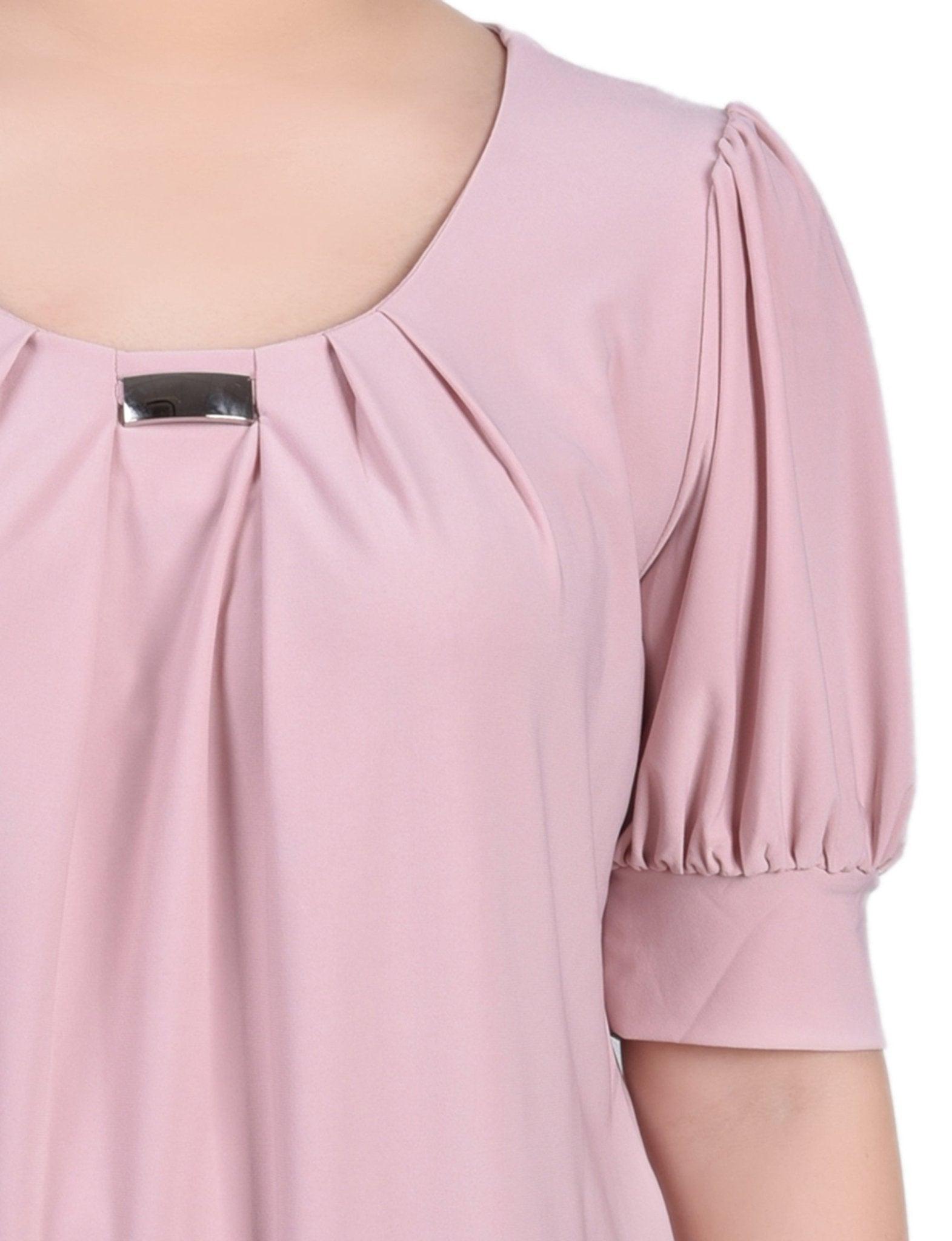 Mellow Rose Short Sleeve Balloon Sleeve Top With Hardware Product Image