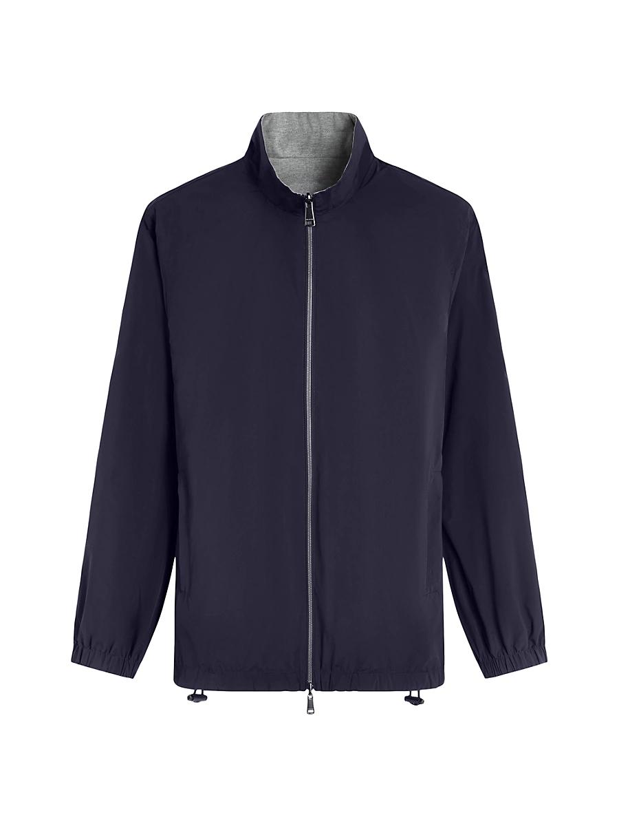 Mens Reversible Stand Collar Zip-Front Jacket Product Image