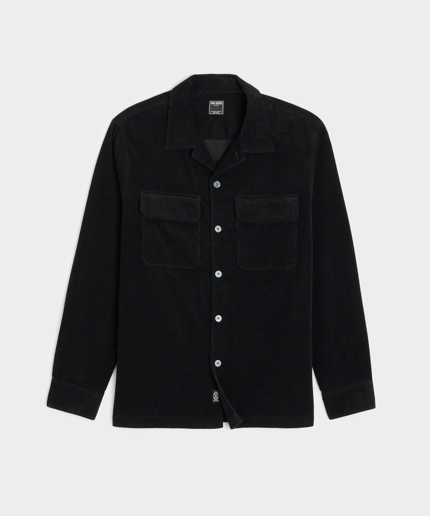 Corduroy Two-Pocket Field Shirt in Black Product Image