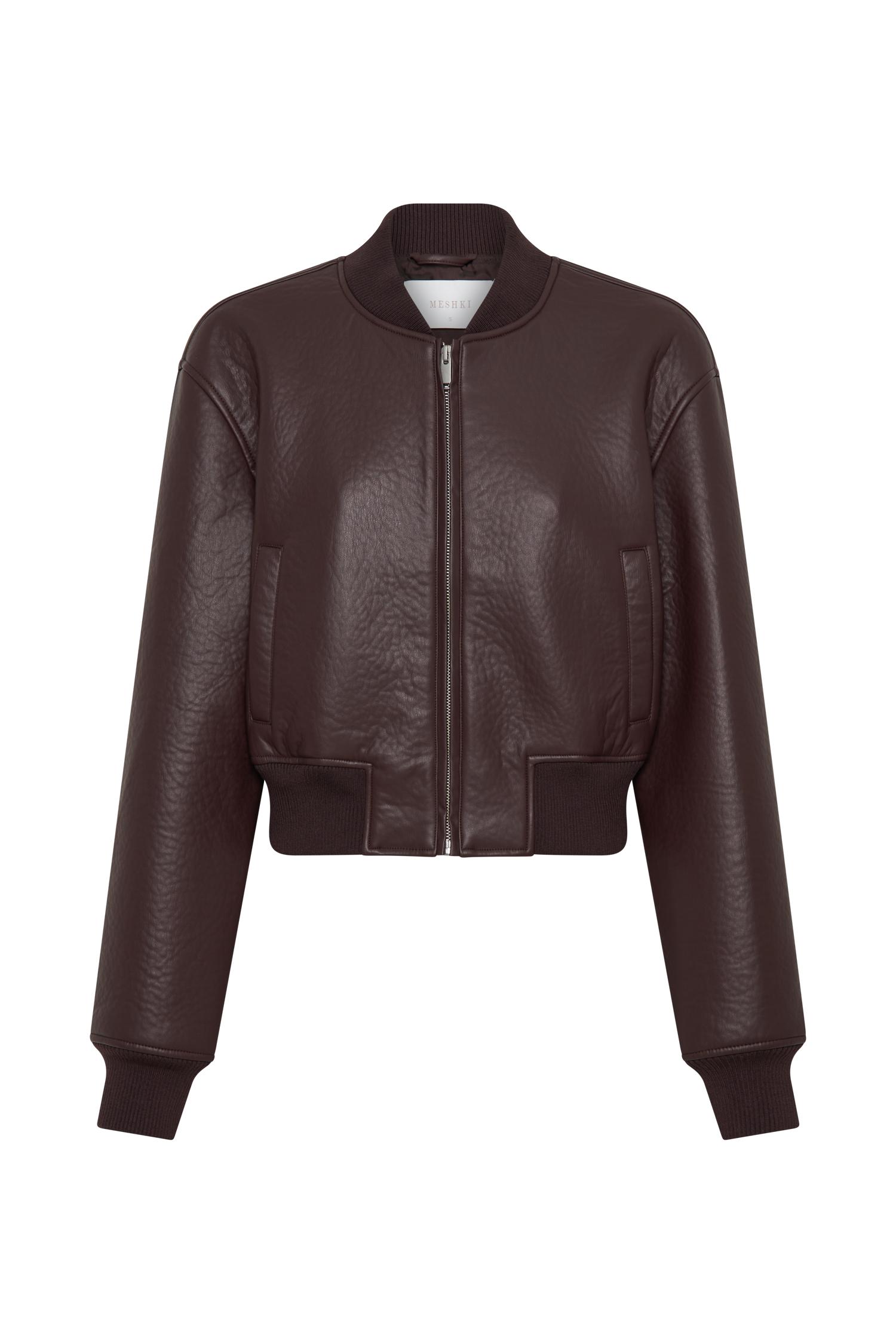 Codi Faux Leather Bomber Jacket - Merlot Product Image