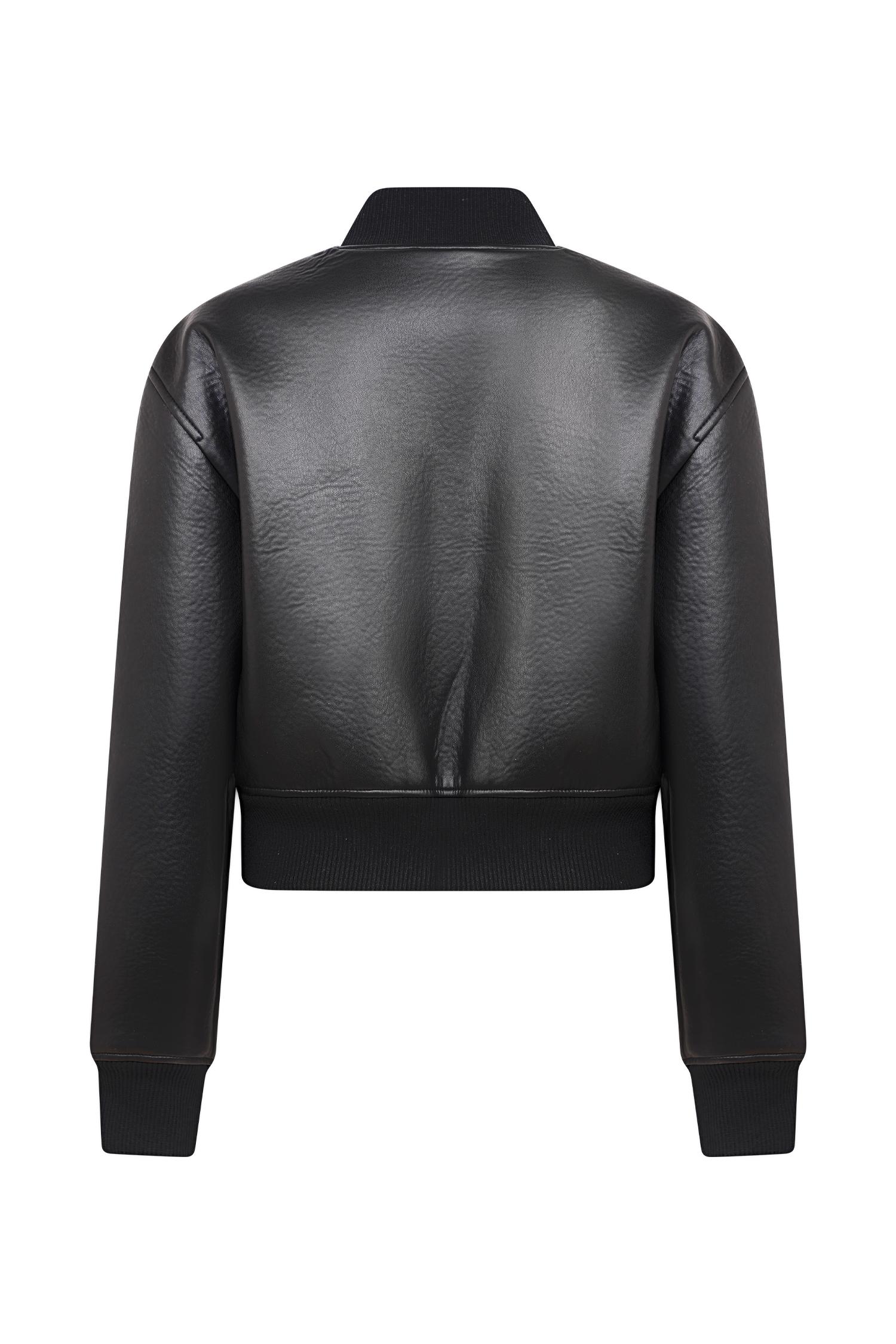Codi Faux Leather Bomber Jacket - Black Product Image