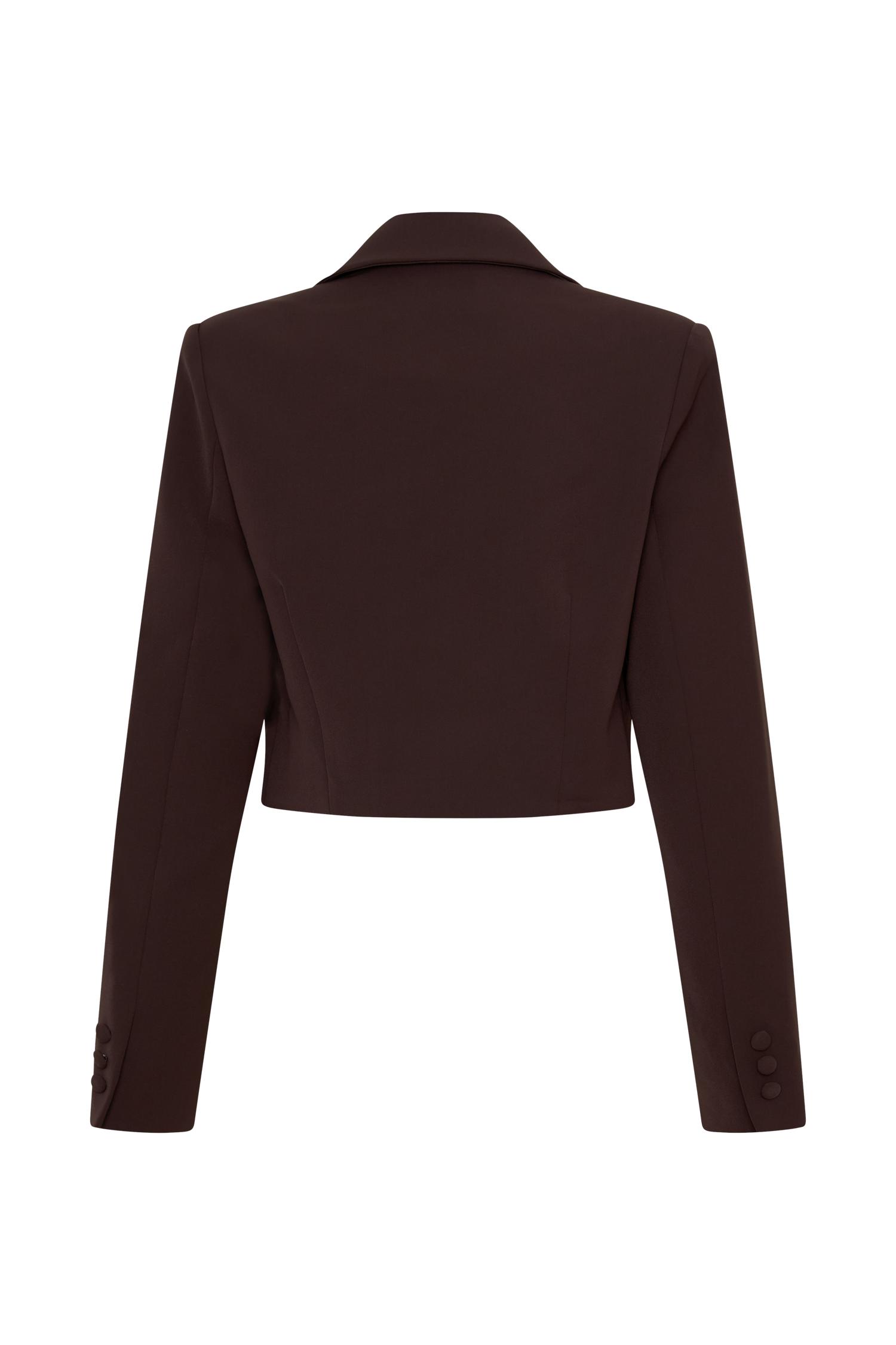 Simone Cropped Suiting Blazer - Dark Chocolate Product Image