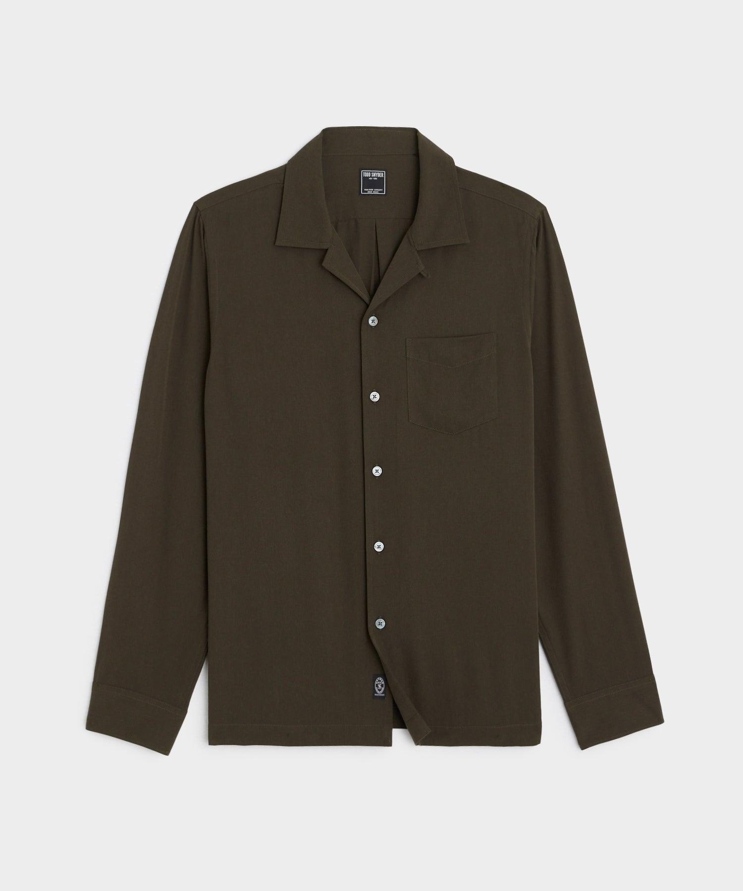 Slim Fit Rayon Hollywood Shirt in Olive Product Image