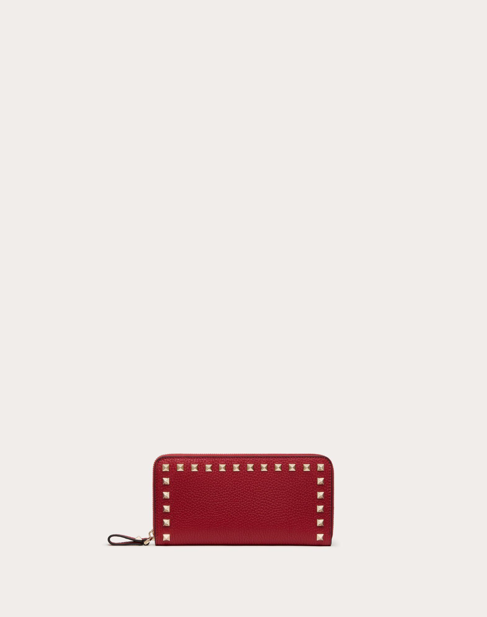 Rockstud Grainy Calfskin Zippered Wallet  Product Image