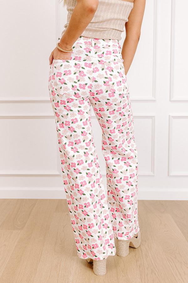 The Poppy High Waist Floral Wide Leg Pants in Pink Product Image