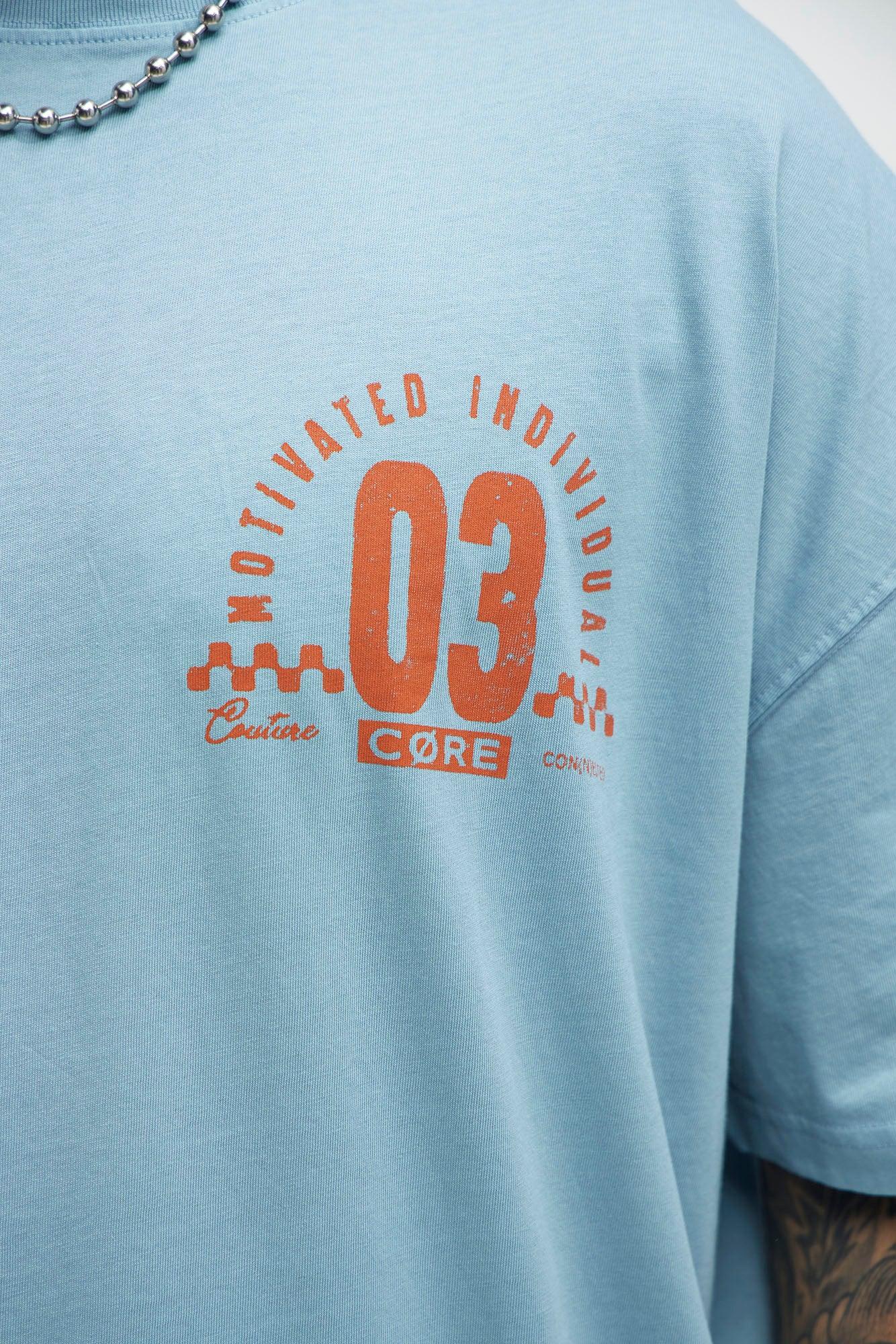 Motivated Individual Oversized Short Sleeve Tee - Light Blue Product Image
