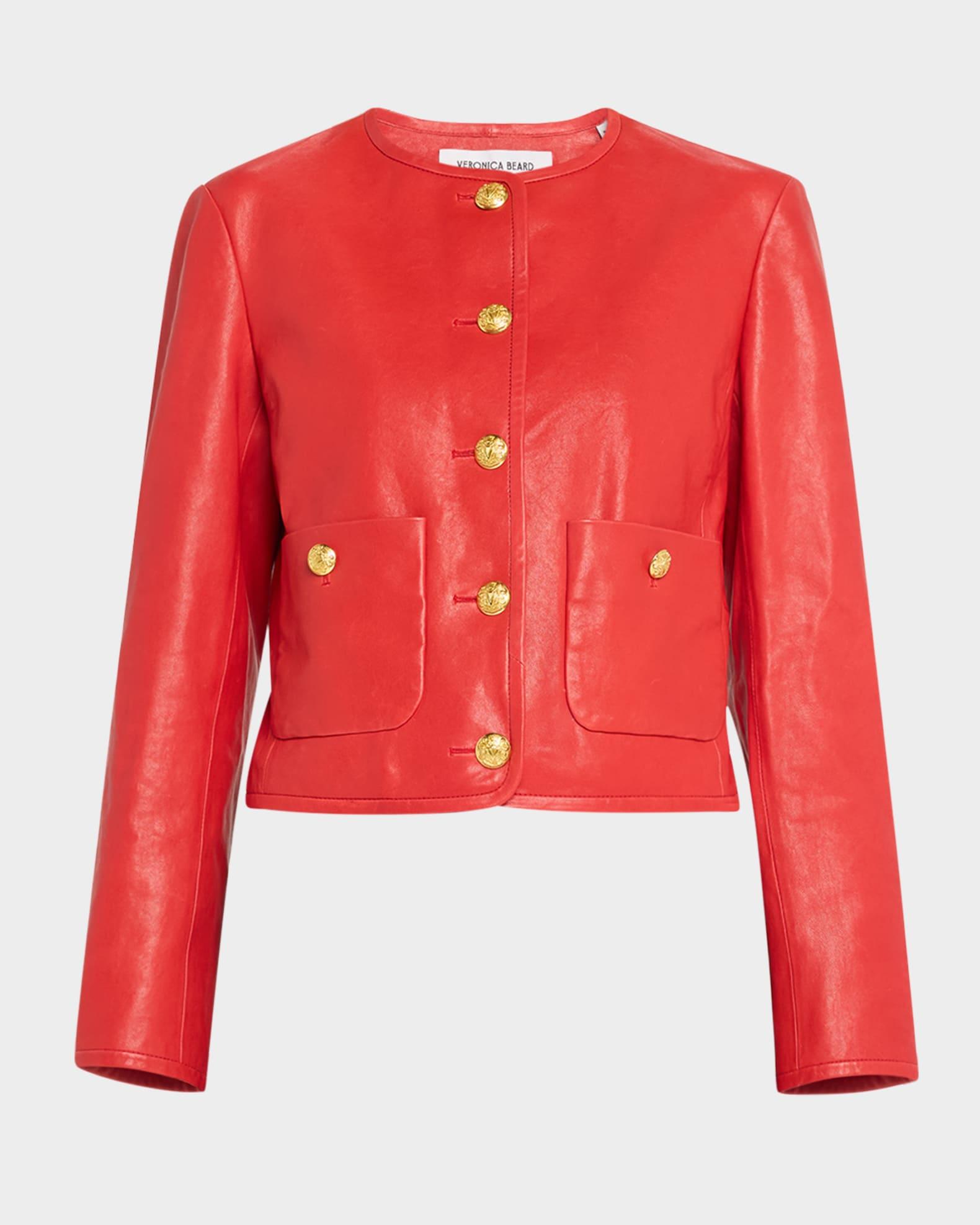 Andrea Button-Down Leather Jacket Product Image
