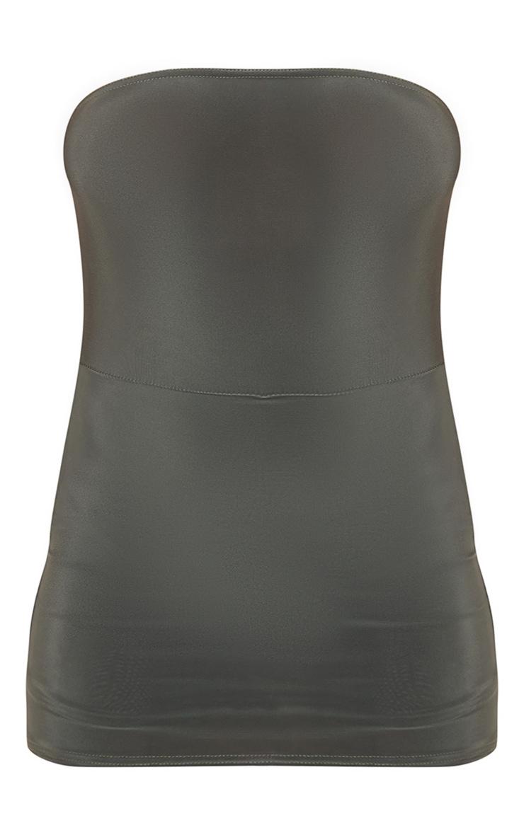 Khaki Slinky Bandeau Skort Romper Product Image