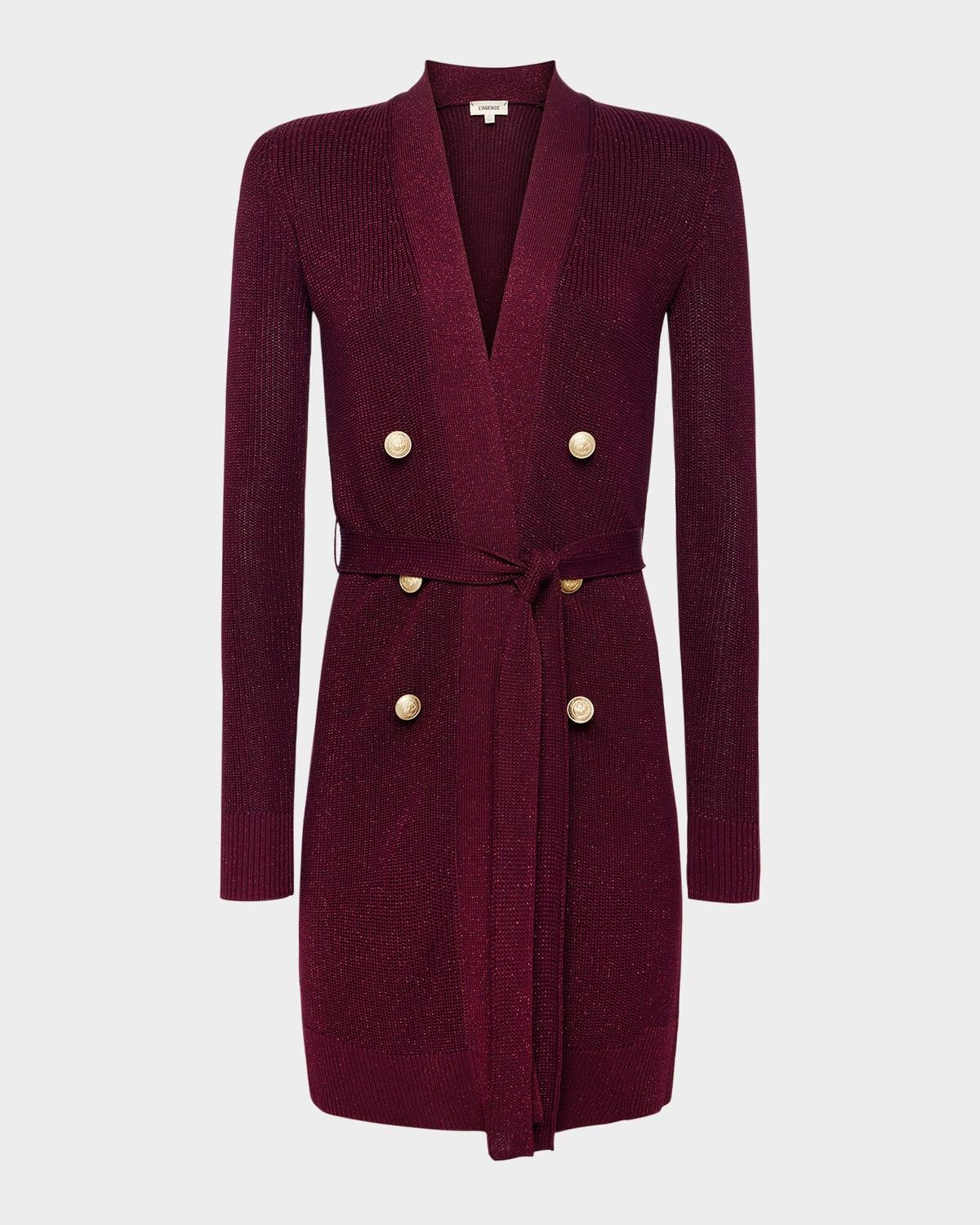 Noe Double-Breasted Metallic-Knit Cardigan Product Image