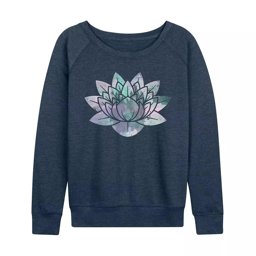 Women's Watercolor Lotus French Terry Long Sleeve Tee, Girl's,  Product Image