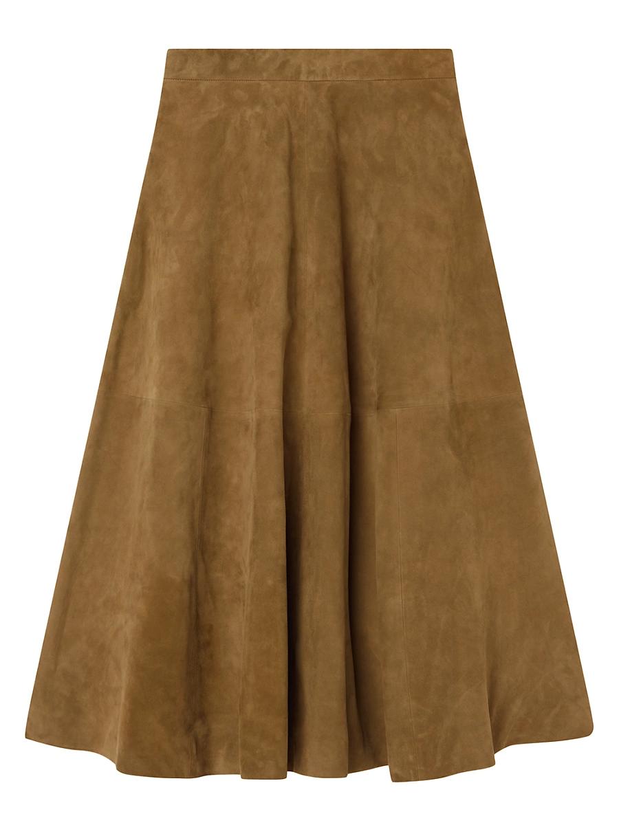 Womens Suede A-Line Midi-Skirt Product Image