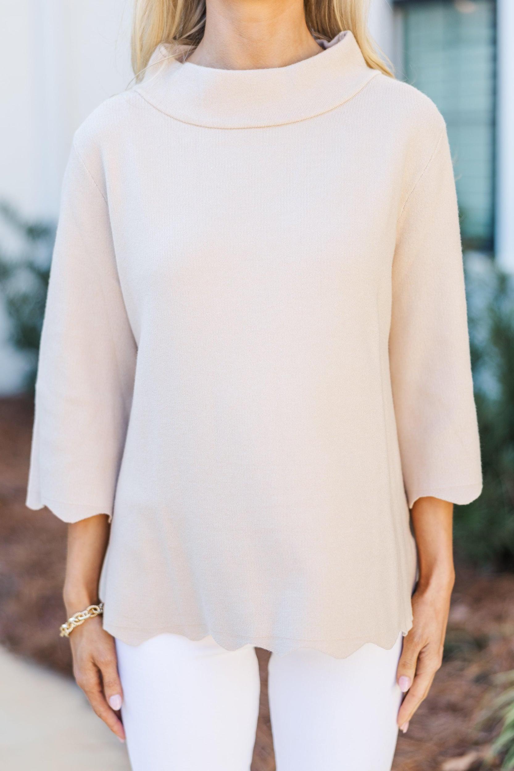 In Your Feelings Cream Mock Neck Sweater Female Product Image