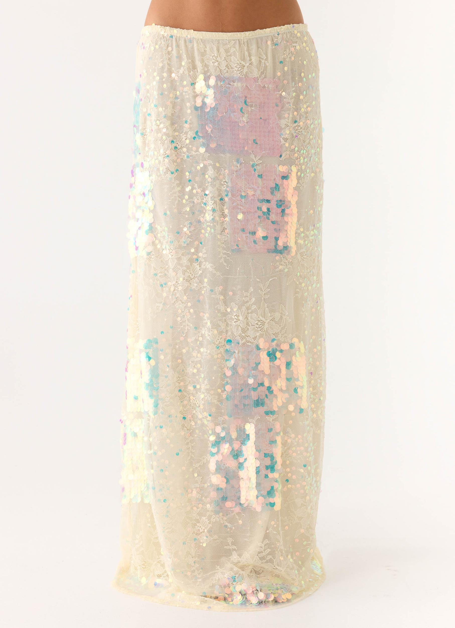 Erinah Sequin Maxi Skirt - Yellow Product Image