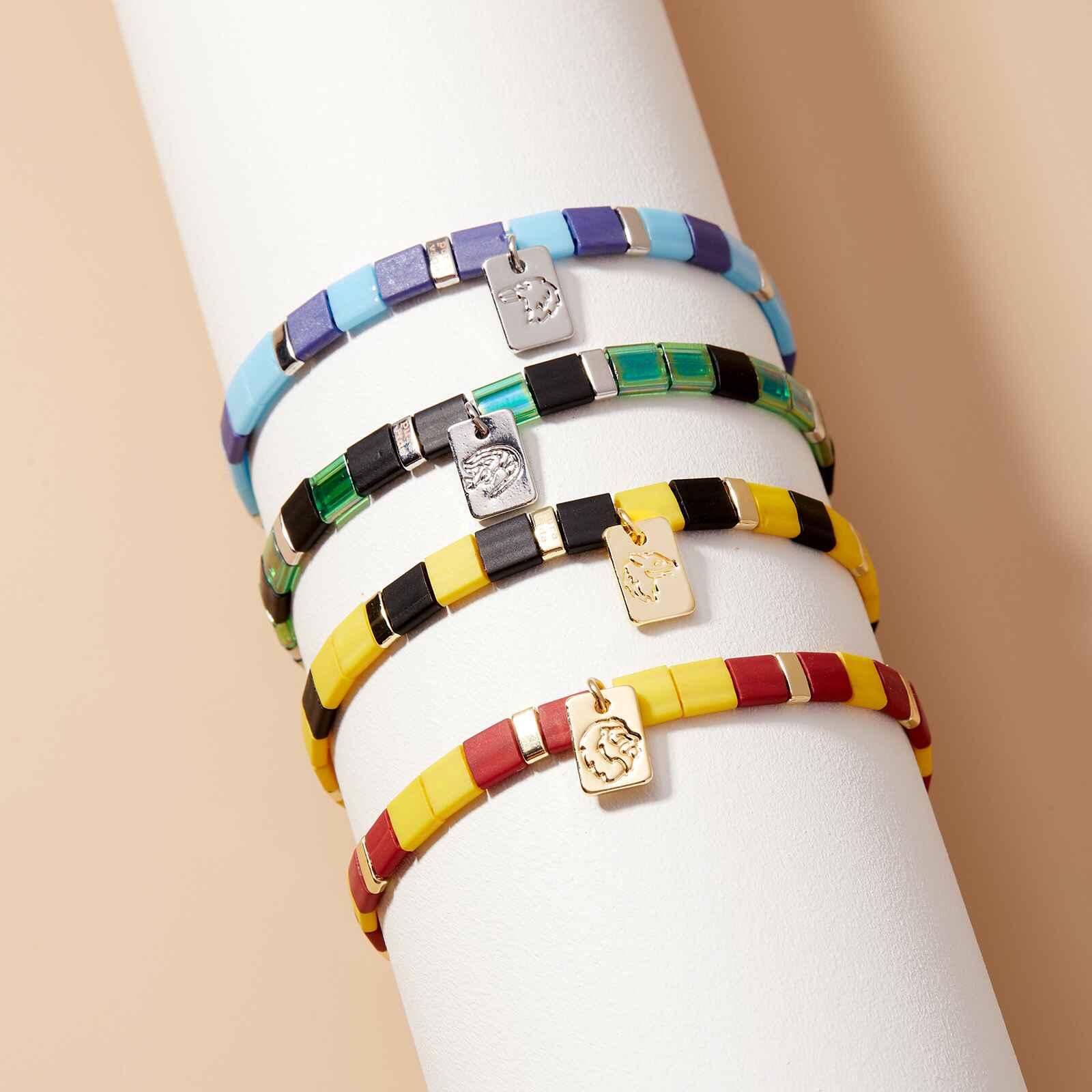 Slytherin™ Tile Bead Stretch Bracelet Male Product Image