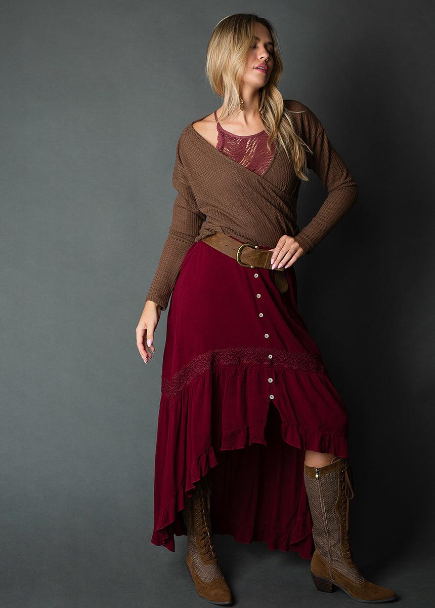 Alizah Skirt in Oxblood Female Product Image