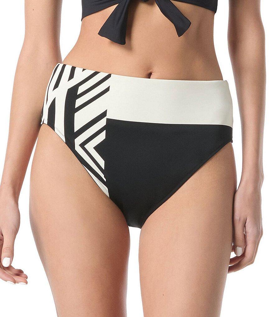 Vince Camuto Geometric Reversible High Waist Moderate Coverage Swim Bottom Product Image