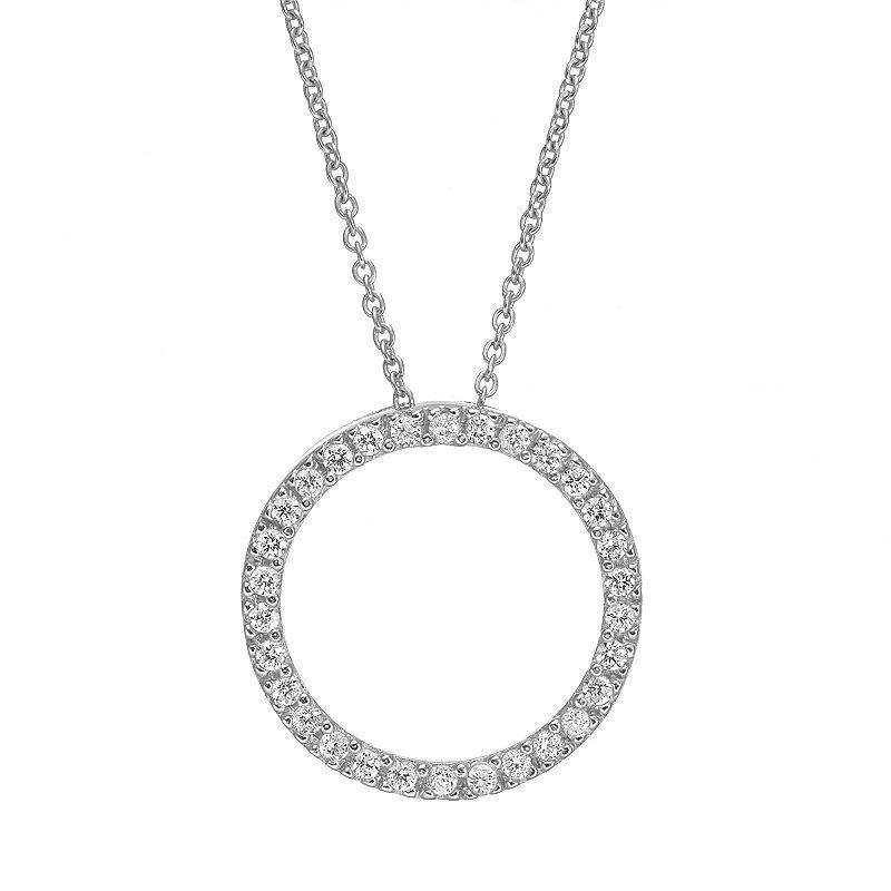 Sophie Miller Cubic Zirconia Sterling Silver Open Circle Pendant Necklace, Women's, Size: 18", White Product Image