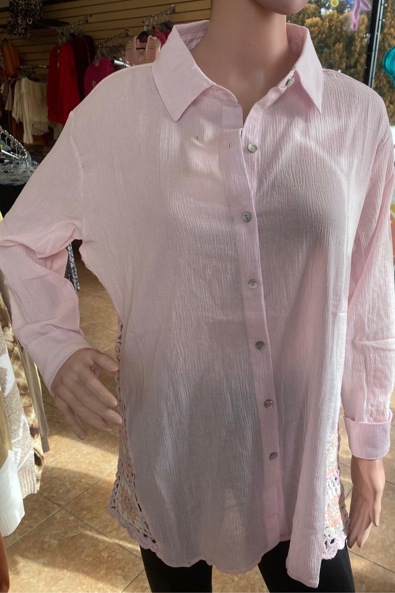 Crochet Side Gauze Top Product Image