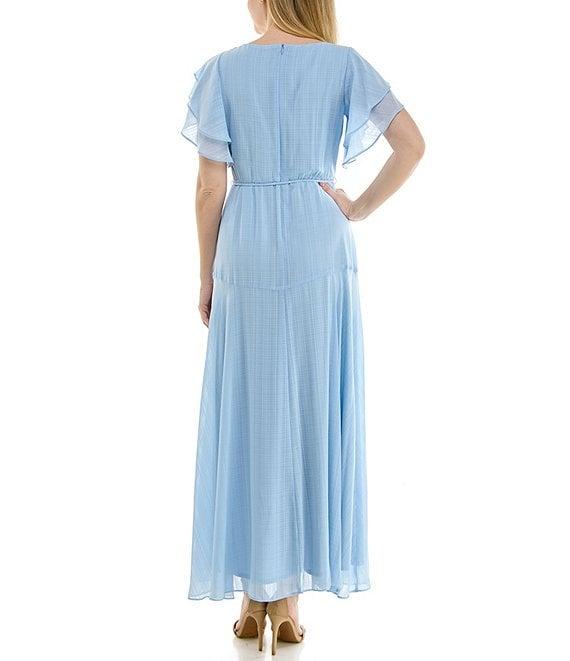 Moda Tara Flutter Sleeve Chiffon Sheath Maxi Dress Product Image