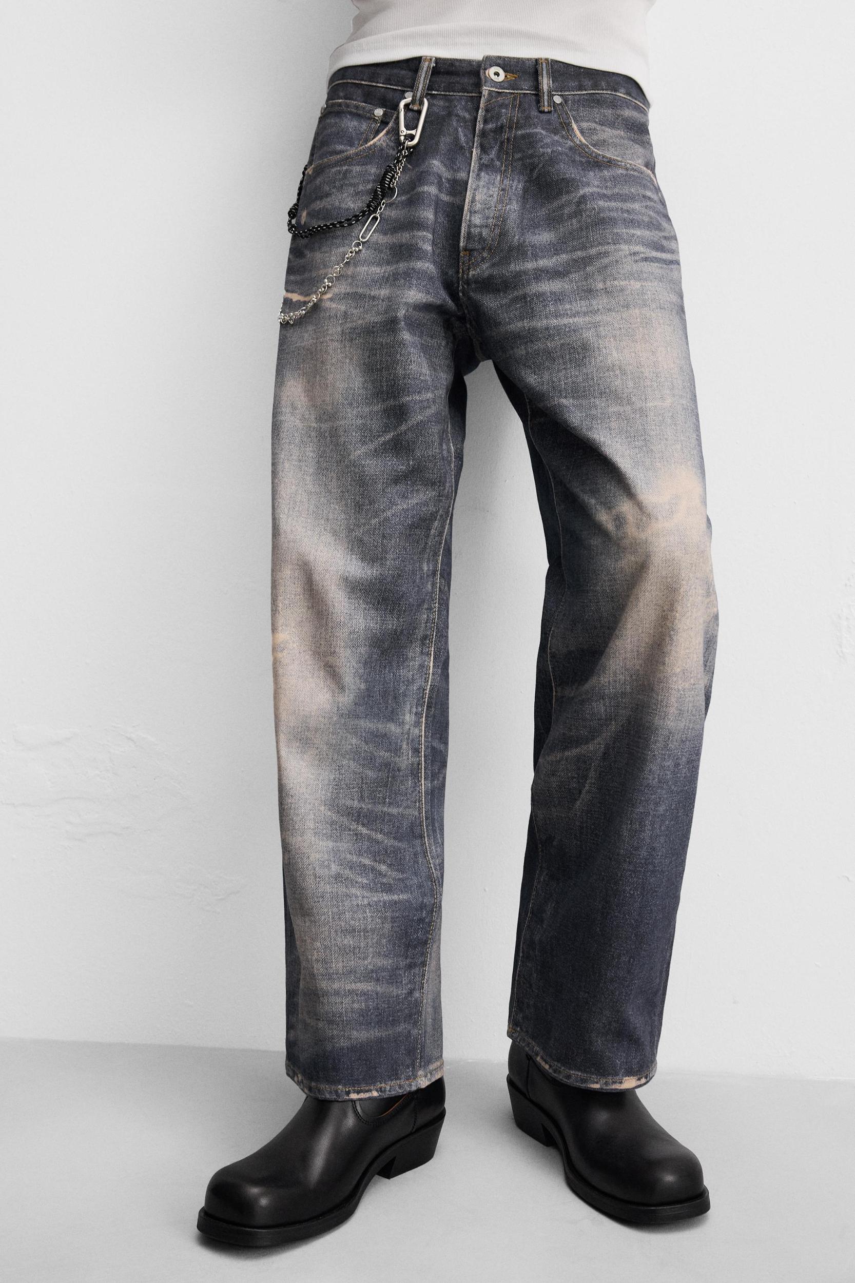 PRINTED WASHED BAGGY FIT JEANS Product Image