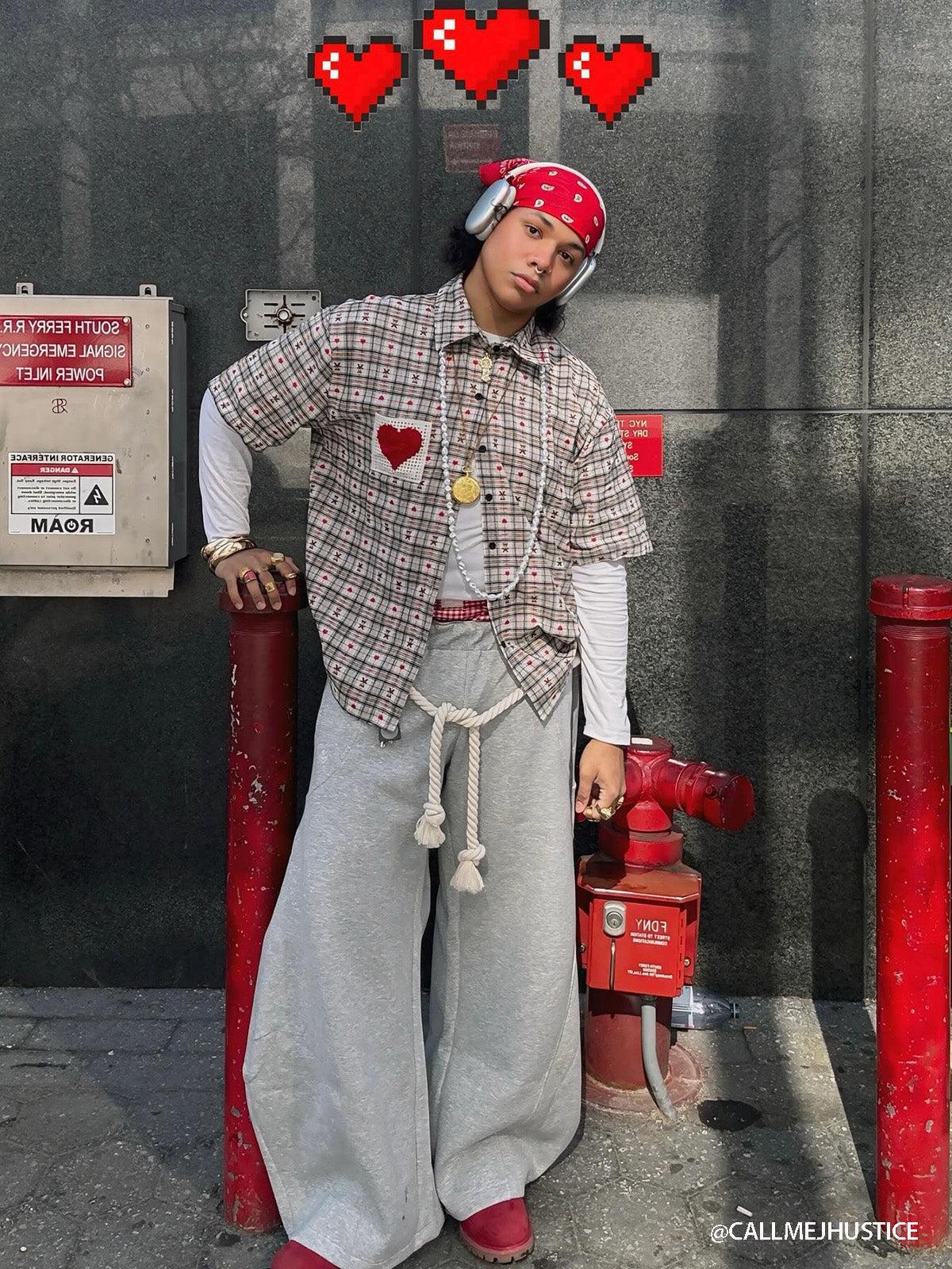 Aelfric Eden Crochet Heart Pocket Plaid Shirt Product Image