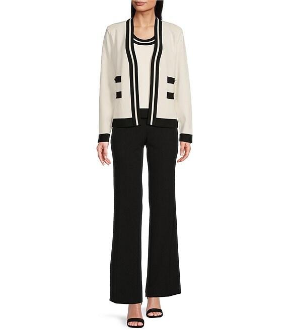 KARL LAGERFELD PARIS Knit Contrast Trim Scoop Neckline Sleeveless Tank Product Image