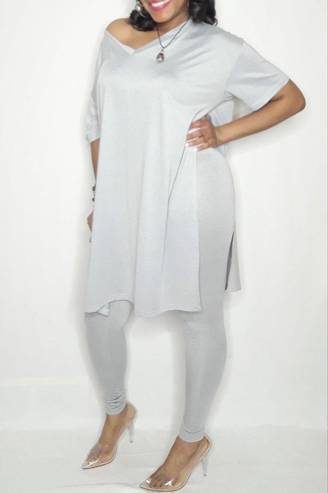 Batwing Legging Set Grey Product Image
