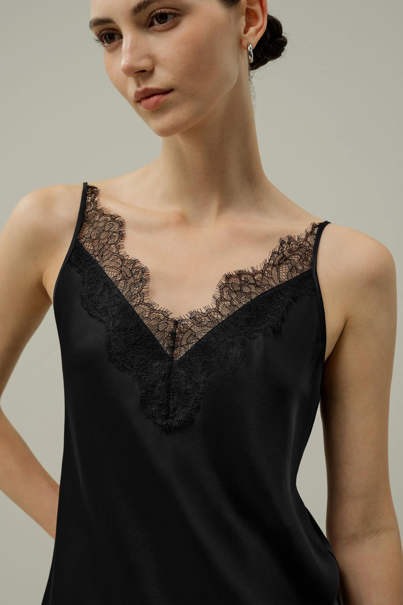 Lace-Trimmed Silk Camisole Product Image