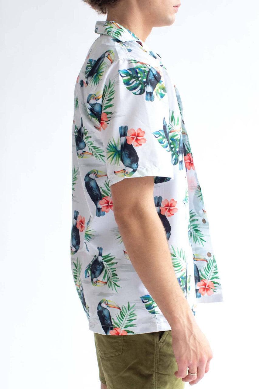 White Toucan Print Hawaiian Shirt Product Image