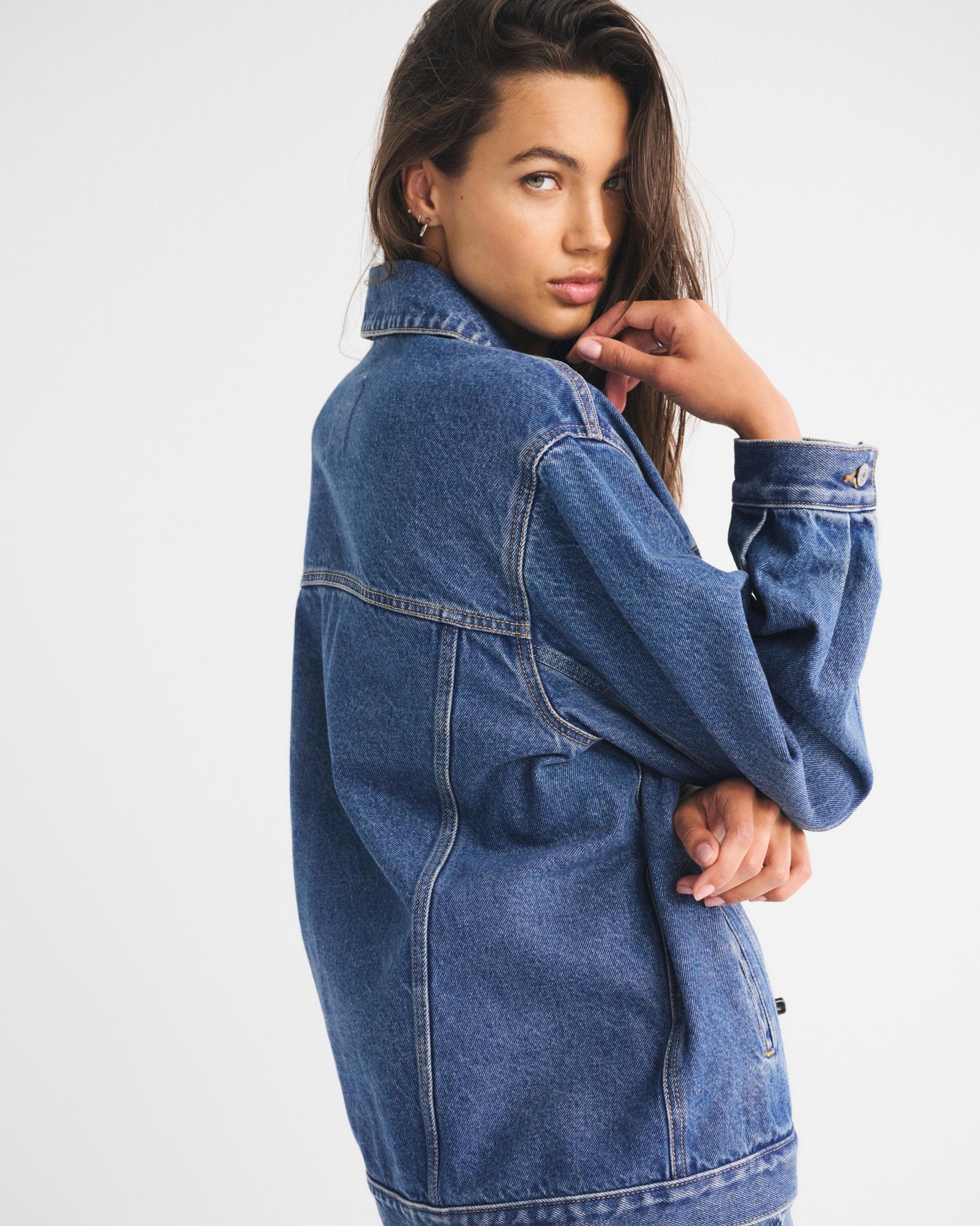 Oversized Denim Trucker Jacket Product Image