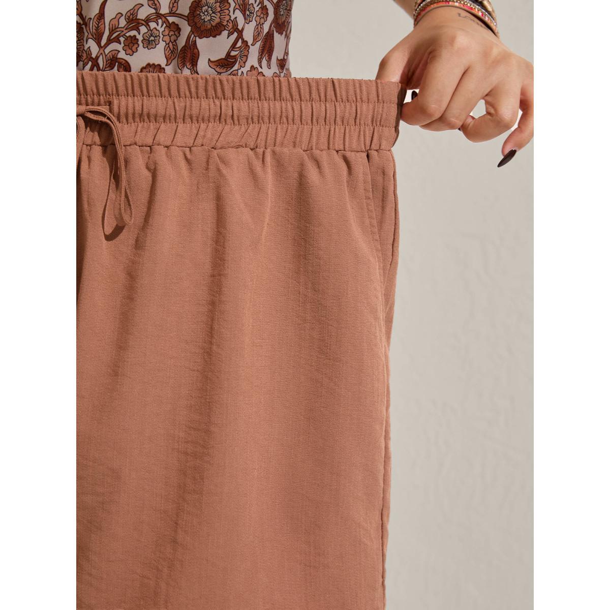 Plus Size Tassel Hem Solid Shorts Women Rust Resort Tassels Wide Leg Vacation Shorts BloomChic 30/6X Product Image