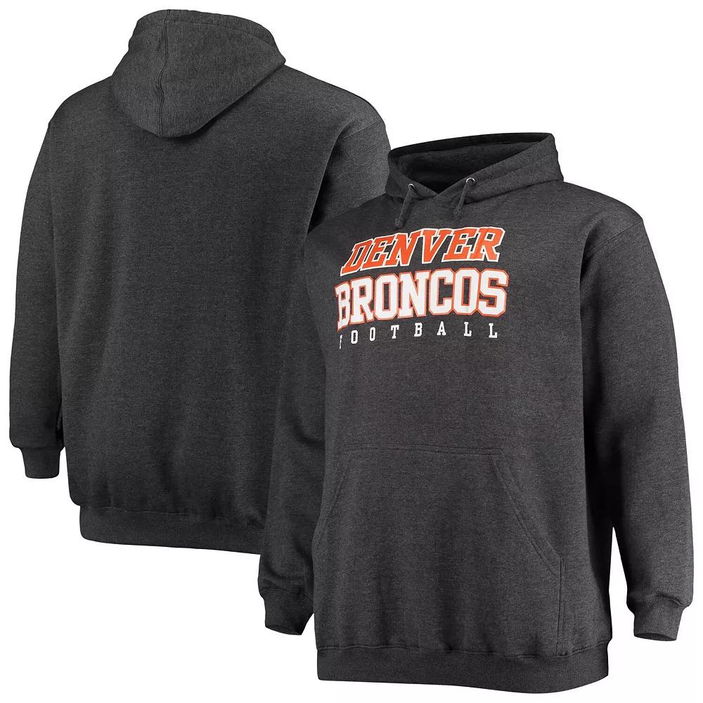 Men's Fanatics Branded Heathered Charcoal Denver Broncos Big & Tall Practice Pullover Hoodie, Size: 4XB Product Image