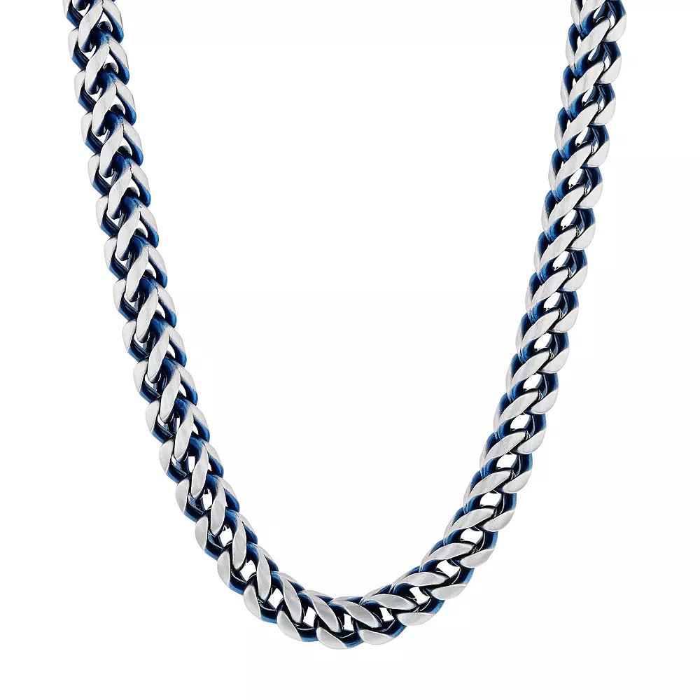 Men's Jewelry Nation Stainless Steel Blue Ion-Plated Franco Chain Necklace, Size: 24", Two Tone Product Image