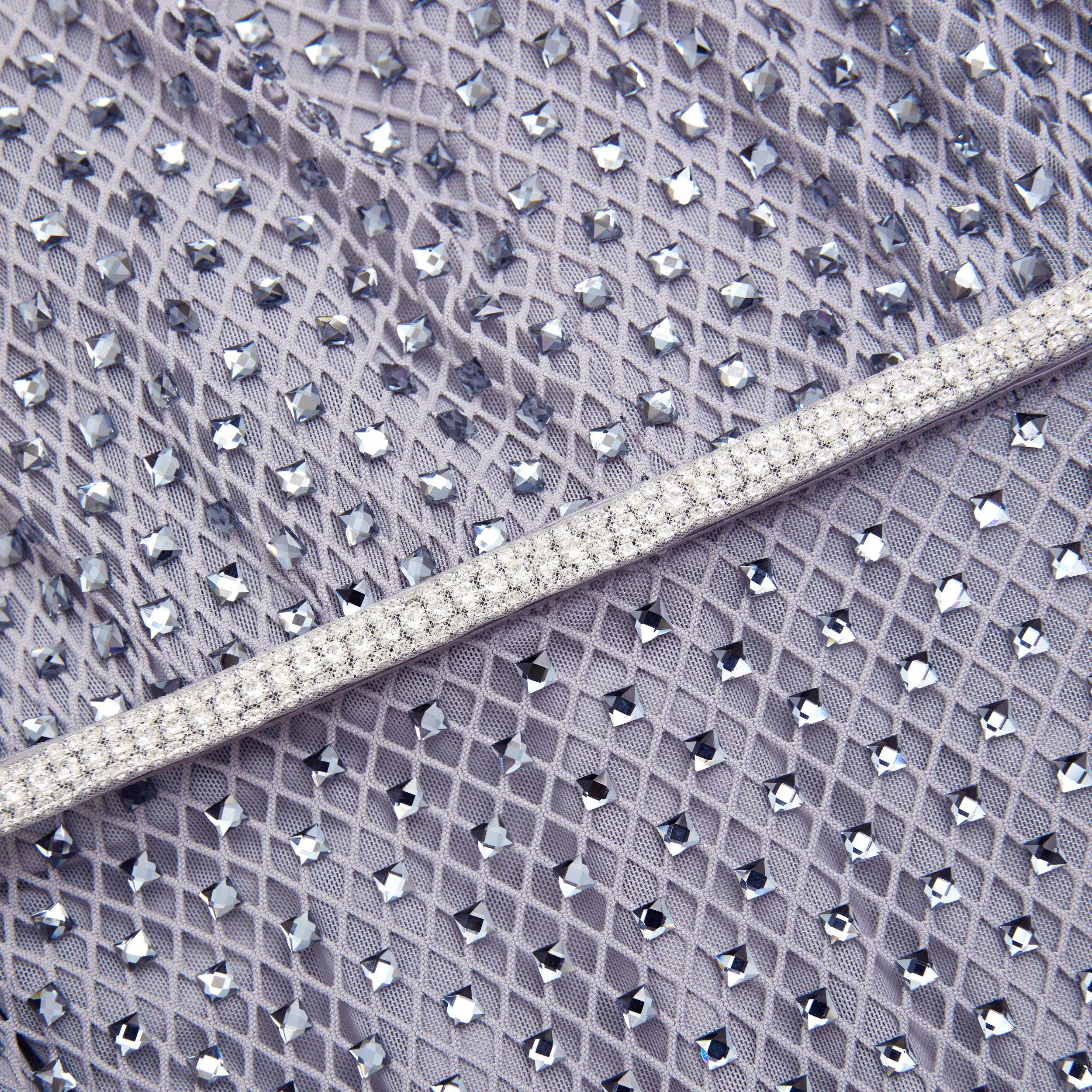 Grey Rhinestone Fishnet Midi Dress Product Image