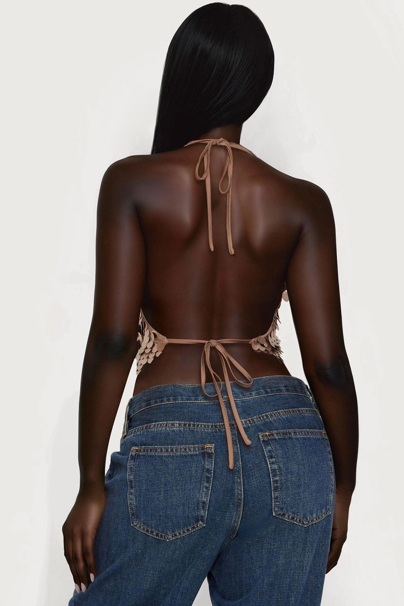 So Dreamy Sequin Halter Top - Brown Female Product Image