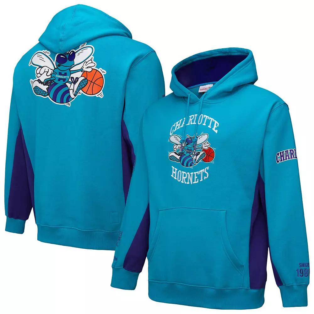 Men's Mitchell & Ness Teal Charlotte Hornets Hardwood Classics Team Origins Fleece Pullover Hoodie, Size: 2XL, Chr Blue Product Image