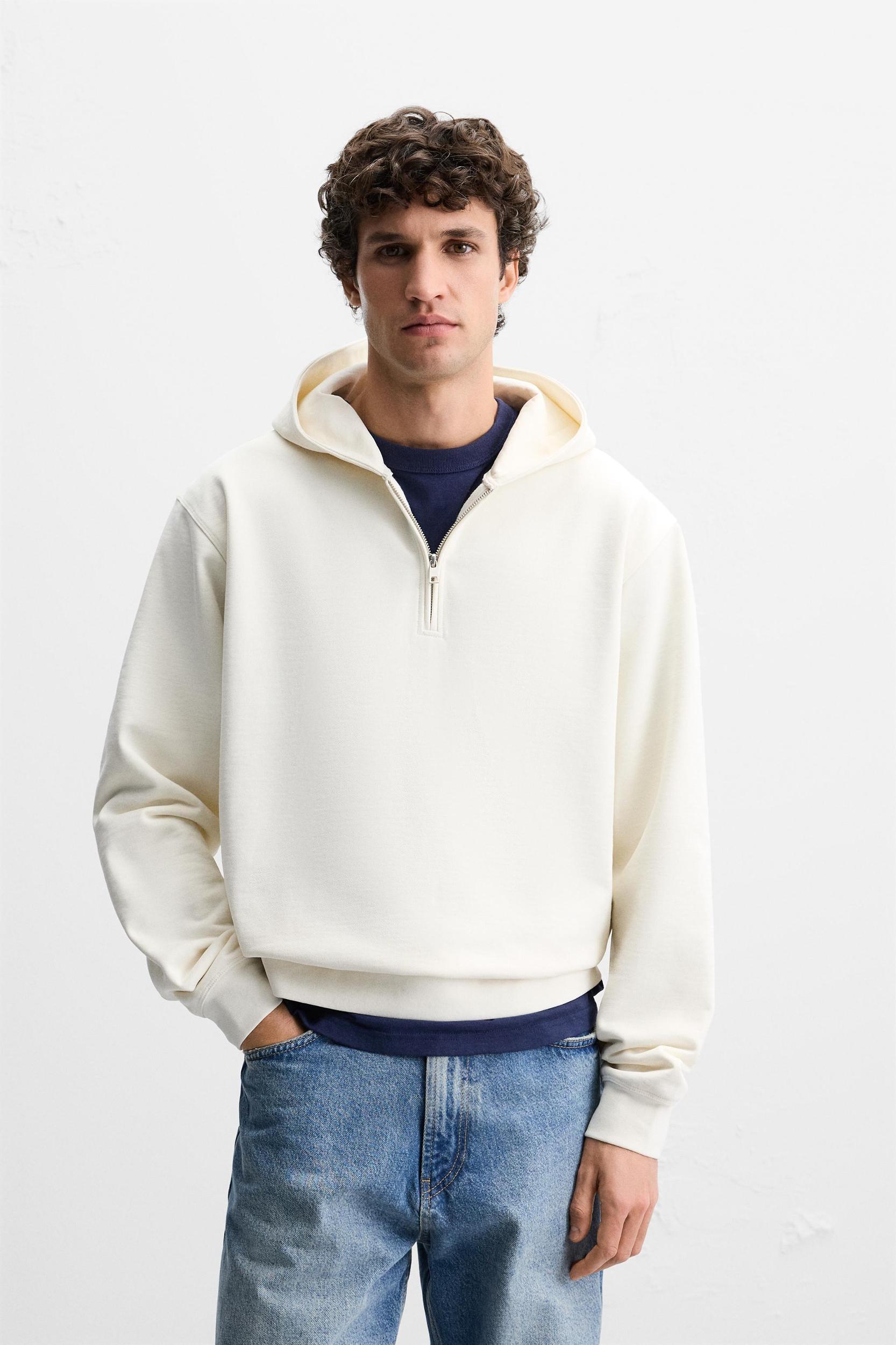 BASIC HOODED QUARTER-ZIP SWEATSHIRT Product Image