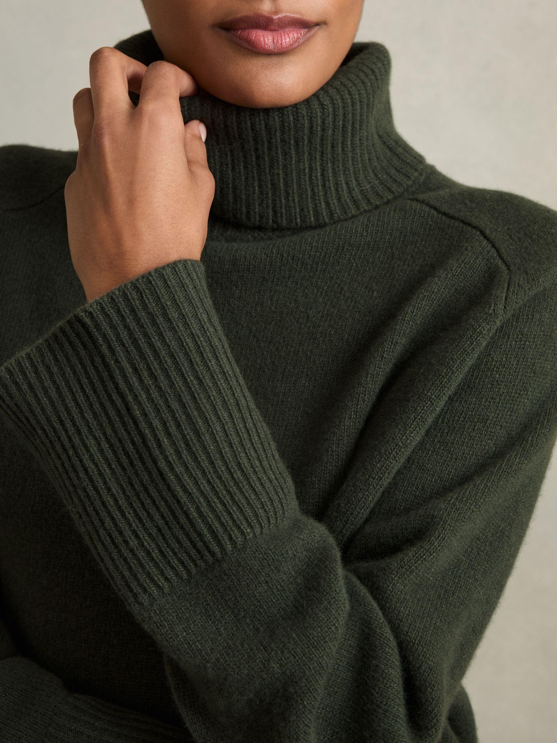 Wool Cashmere Roll Neck Jumper in Khaki Product Image