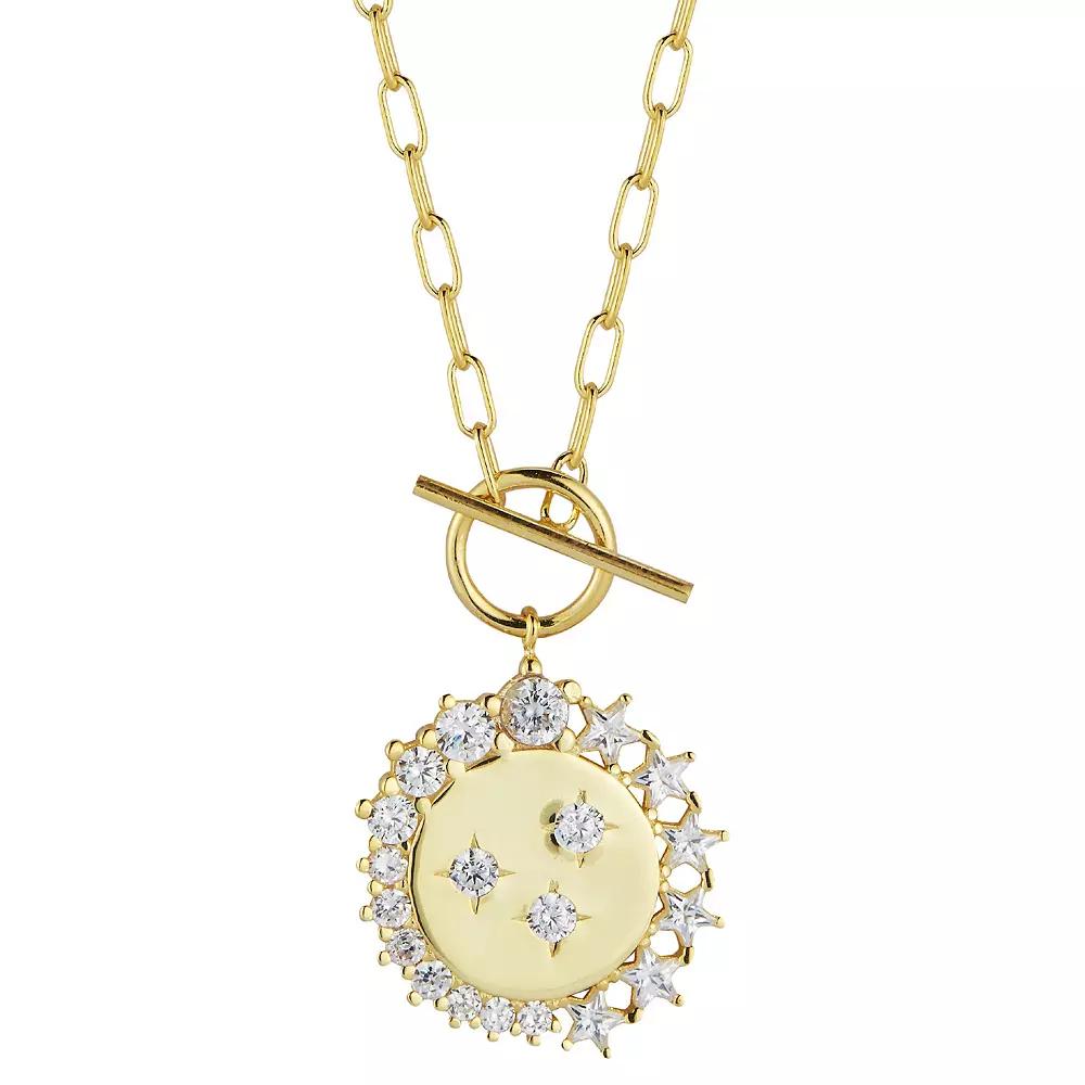 Sunkissed Sterling Cubic Zirconia Multi Star Charm Huggie Earrings, Women's, Gold Tone Product Image