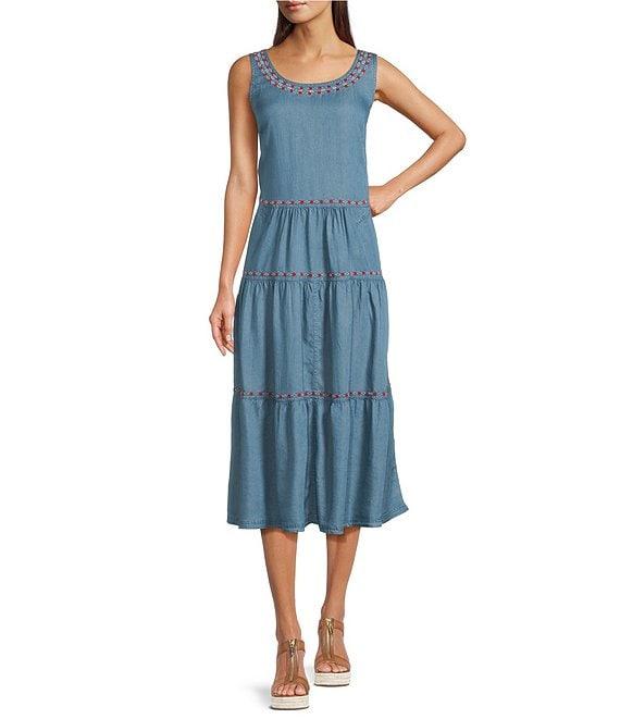 John Mark Embroidered Printed Tiered Kimono Midi Dress Set Product Image