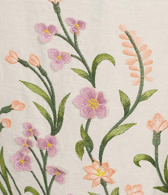 Antonio Melani Riviera Floral Embroidered Linen Sheath Skirt Product Image