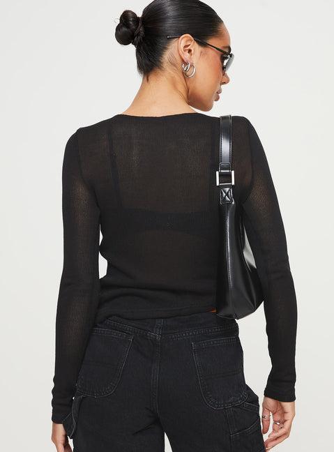 Pratt Long Sleeve Top Black Product Image