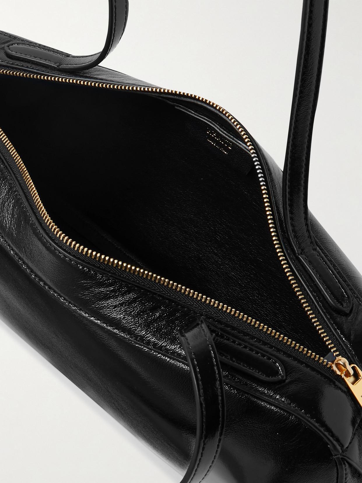 KHAITE Simona Crackle Patent Leather Shoulder Bag In Black Product Image