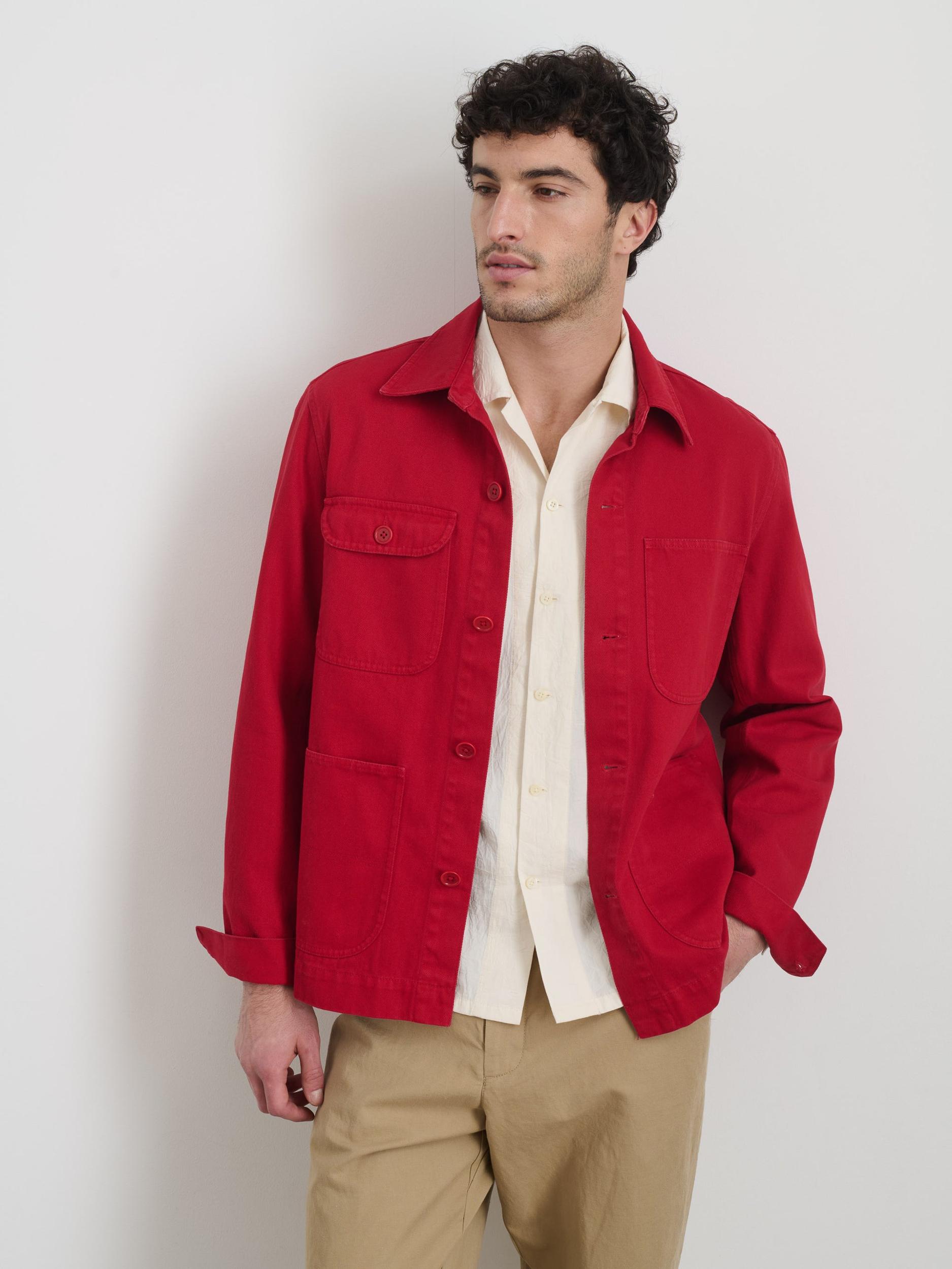 Garment Dyed Work Jacket in Recycled Denim Product Image