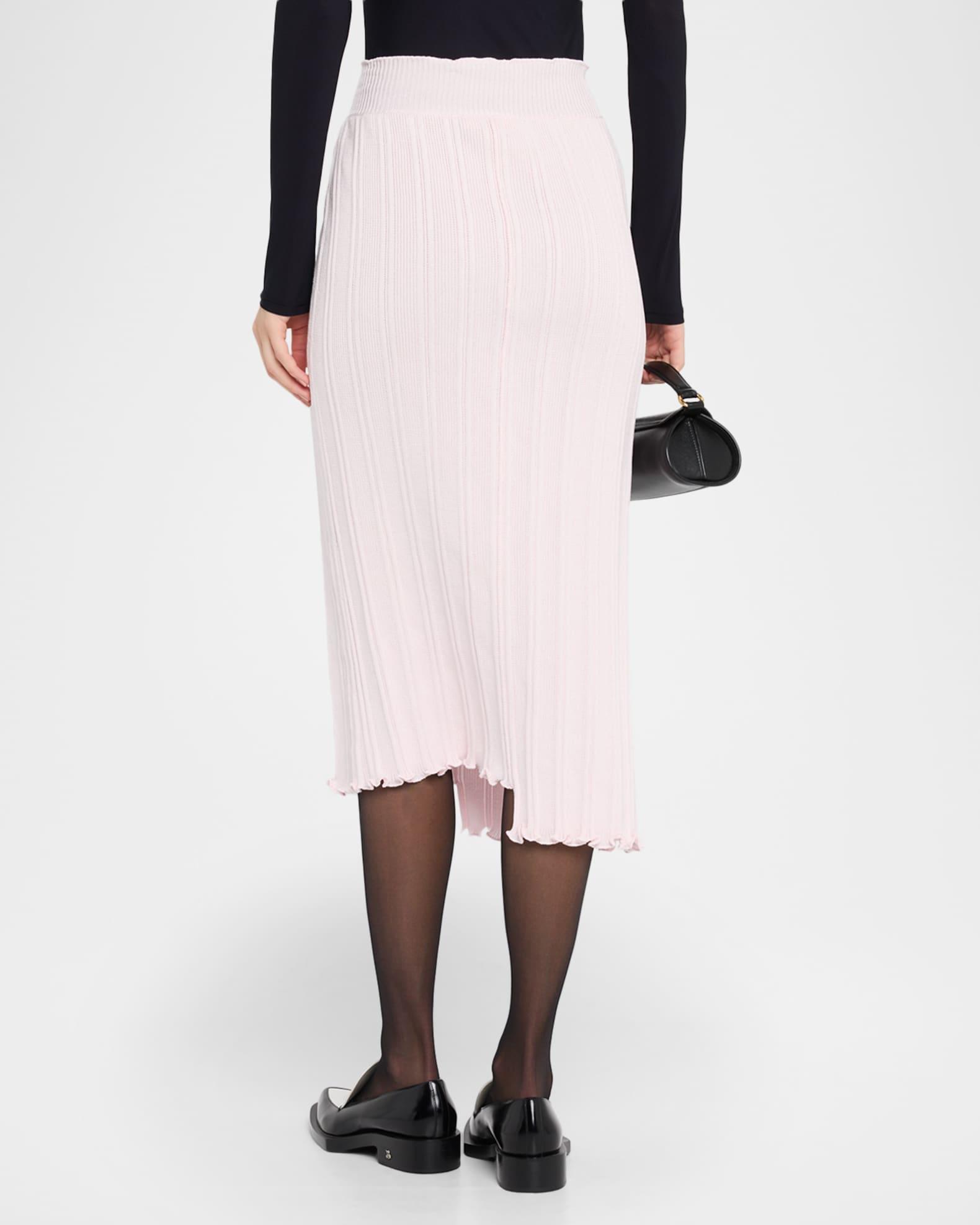 Asymmetric Fine Ribbed Cotton Skirt Product Image