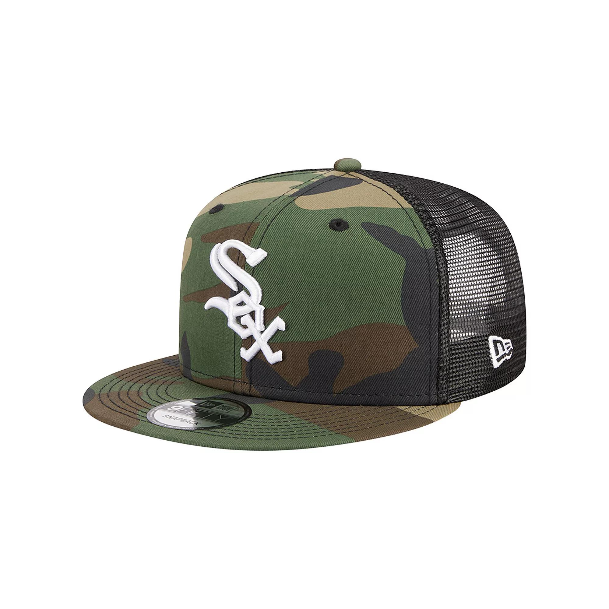 Men's New Era Camo Chicago White Sox Woodland Camo Trucker 9FIFTY Snapback Hat, Green Product Image